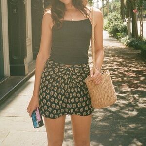 Paisley Floral Knot Linen Skirt